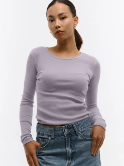 GATE Prążkowany top z metaliczną nitką| Koszulki I Topy·Topy