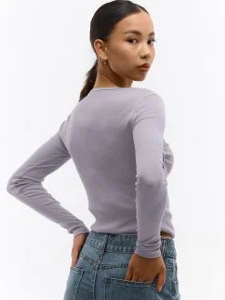 GATE Prążkowany top z metaliczną nitką| Koszulki I Topy·Topy