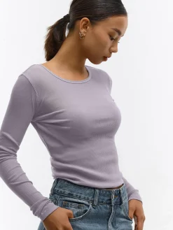 GATE Prążkowany top z metaliczną nitką| Koszulki I Topy·Topy