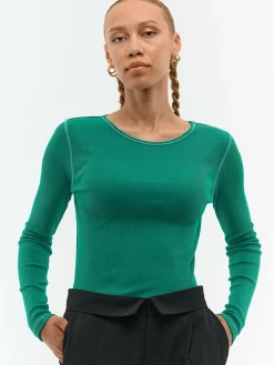 GATE Prążkowany top z metaliczną nitką| Koszulki I Topy·Topy