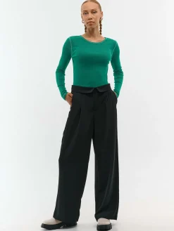 GATE Prążkowany top z metaliczną nitką| Koszulki I Topy·Topy