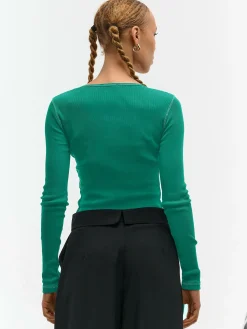 GATE Prążkowany top z metaliczną nitką| Koszulki I Topy·Topy