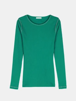 GATE Prążkowany top z metaliczną nitką| Koszulki I Topy·Topy