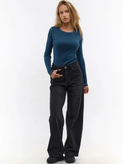 GATE Prążkowany top z metaliczną nitką| Koszulki I Topy·Topy