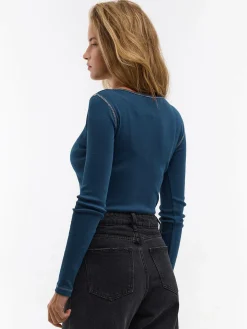 GATE Prążkowany top z metaliczną nitką| Koszulki I Topy·Topy