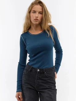 GATE Prążkowany top z metaliczną nitką| Koszulki I Topy·Topy