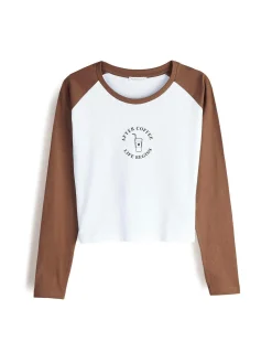 GATE Raglanowa koszula z nadrukiem| Koszulki I Topy·Koszulki|Koszulki I Topy·Koszulki Z Nadrukiem