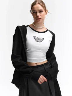 GATE Raglanowa koszula z nadrukiem| Koszulki I Topy·Koszulki|Koszulki I Topy·Koszulki Z Nadrukiem