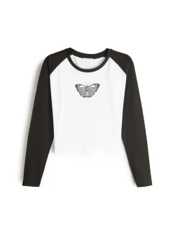 GATE Raglanowa koszula z nadrukiem| Koszulki I Topy·Koszulki|Koszulki I Topy·Koszulki Z Nadrukiem