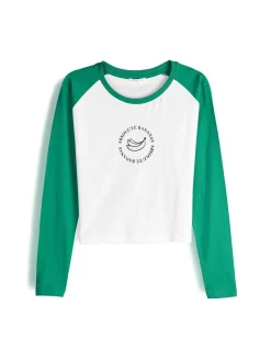 GATE Raglanowa koszula z nadrukiem| Koszulki I Topy·Koszulki|Koszulki I Topy·Koszulki Z Nadrukiem