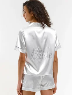 GATE Satynowa koszula od piżamy z nadrukiem| Bielizna·Bielizna Nocna