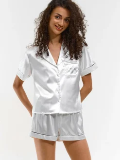 GATE Satynowa koszula od piżamy z nadrukiem| Bielizna·Bielizna Nocna