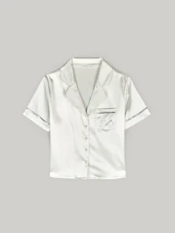 GATE Satynowa koszula od piżamy z nadrukiem| Bielizna·Bielizna Nocna