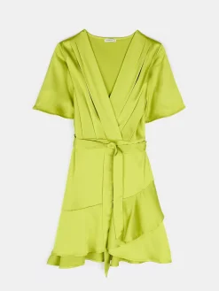 GATE Satynowa sukienka z falbanką| Kategorie·Sukienki