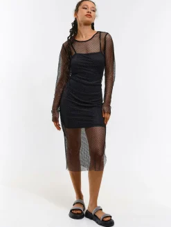 GATE Siateczkowa sukienka midi| Kategorie·Sukienki