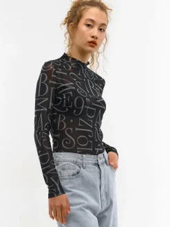 GATE Siateczkowy golf z nadrukiem| Koszulki I Topy·Topy|Koszulki I Topy·Golfy