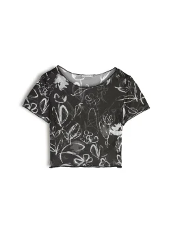 GATE Siateczkowy top z krótkimi rękawami| Koszulki I Topy·Topy|Koszulki I Topy·Koszulki