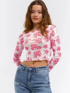 GATE Siateczkowy top z nadrukiem| Koszulki I Topy·Topy|Koszulki I Topy·Crop Top ☀️