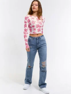 GATE Siateczkowy top z nadrukiem| Koszulki I Topy·Topy|Koszulki I Topy·Crop Top ☀️