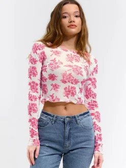 GATE Siateczkowy top z nadrukiem| Koszulki I Topy·Topy|Koszulki I Topy·Crop Top ☀️