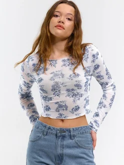 GATE Siateczkowy top z nadrukiem| Koszulki I Topy·Topy|Koszulki I Topy·Crop Top ☀️