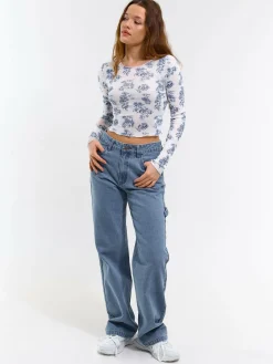 GATE Siateczkowy top z nadrukiem| Koszulki I Topy·Topy|Koszulki I Topy·Crop Top ☀️