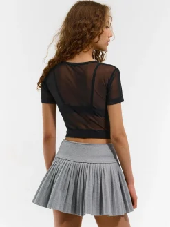 GATE Siateczkowy top z ozdobnymi kryształkami| Koszulki I Topy·Topy