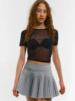 GATE Siateczkowy top z ozdobnymi kryształkami| Koszulki I Topy·Topy