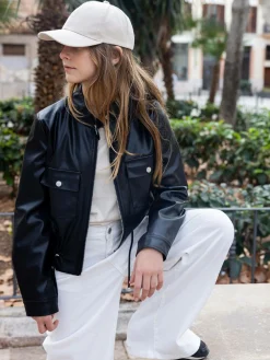 GATE Skórzana kurtka|Dzieci Dziewczynki·Kurtki I Płaszcze