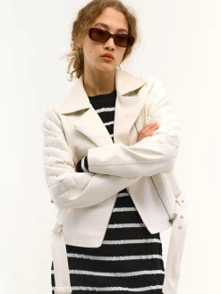 GATE Skórzana kurtka z aplikacjami| Kurtki I Płaszcze·Kurtki Przejściowe|Kurtki I Płaszcze·Pikowana Kurtka