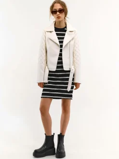 GATE Skórzana kurtka z aplikacjami| Kurtki I Płaszcze·Kurtki Przejściowe|Kurtki I Płaszcze·Pikowana Kurtka