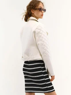 GATE Skórzana kurtka z aplikacjami| Kurtki I Płaszcze·Kurtki Przejściowe|Kurtki I Płaszcze·Pikowana Kurtka