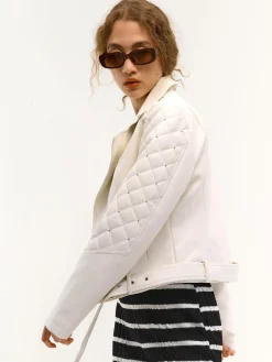 GATE Skórzana kurtka z aplikacjami| Kurtki I Płaszcze·Kurtki Przejściowe|Kurtki I Płaszcze·Pikowana Kurtka