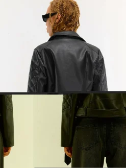 GATE Skórzana kurtka z aplikacjami| Kurtki I Płaszcze·Kurtki Przejściowe|Kurtki I Płaszcze·Pikowana Kurtka