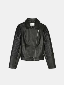 GATE Skórzana kurtka z aplikacjami| Kurtki I Płaszcze·Kurtki Przejściowe|Kurtki I Płaszcze·Pikowana Kurtka