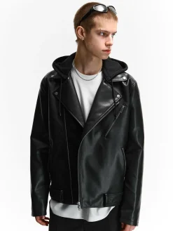 GATE Skórzana kurtka z kapturem| Kurtki I Płaszcze·Kurtki Przejściowe