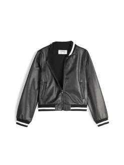 GATE Skórzana kurtka z kontrastowymi detalami|Dzieci Dziewczynki·Kurtki I Płaszcze