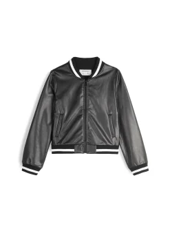 GATE Skórzana kurtka z kontrastowymi detalami|Dzieci Dziewczynki·Kurtki I Płaszcze