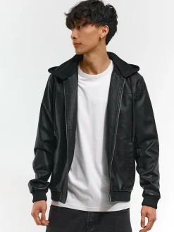 GATE Skórzana kurtka z odpinanym kapturem| Kurtki I Płaszcze·Kurtki Przejściowe