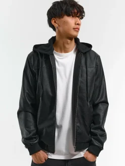 GATE Skórzana kurtka z odpinanym kapturem| Kurtki I Płaszcze·Kurtki Przejściowe