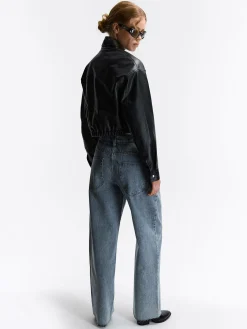 GATE Skórzana kurtka z wysokim kołnierzem| Kurtki I Płaszcze·Kurtki Przejściowe