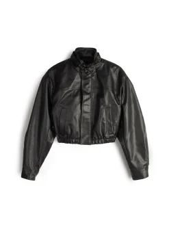 GATE Skórzana kurtka z wysokim kołnierzem| Kurtki I Płaszcze·Kurtki Przejściowe