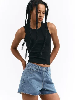 GATE Spodnie dżinsowe z kryształkami| Spodnie·Spodenki ☀️