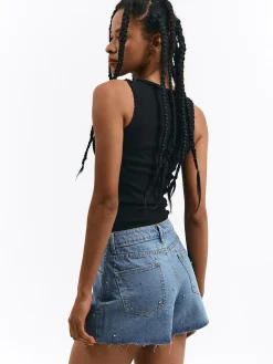 GATE Spodnie dżinsowe z kryształkami| Spodnie·Spodenki ☀️