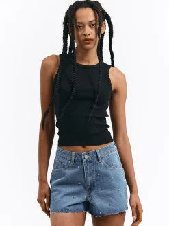 GATE Spodnie dżinsowe z kryształkami| Spodnie·Spodenki ☀️