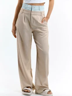 GATE Spodnie z dżinsowymi detalami| Spodnie·Spodnie