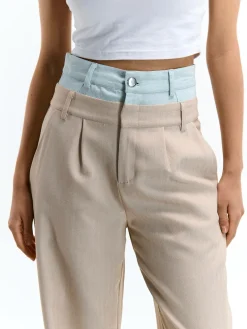 GATE Spodnie z dżinsowymi detalami| Spodnie·Spodnie