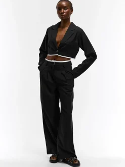 GATE Spodnie z kontrastową talią| Spodnie·Spodnie