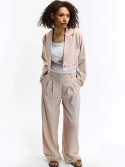 GATE Spodnie z kontrastową talią| Spodnie·Spodnie