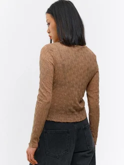 GATE Strukturalny półprzezroczysty top z wiązaniem| Koszulki I Topy·Topy